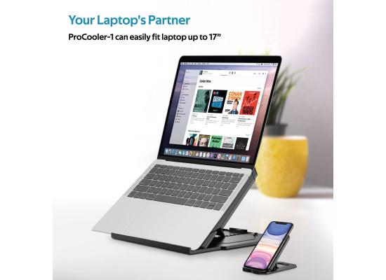 Promate Procooler-1 Sleek 10 Level Foldable Laptop and Smartphone Riser Stand